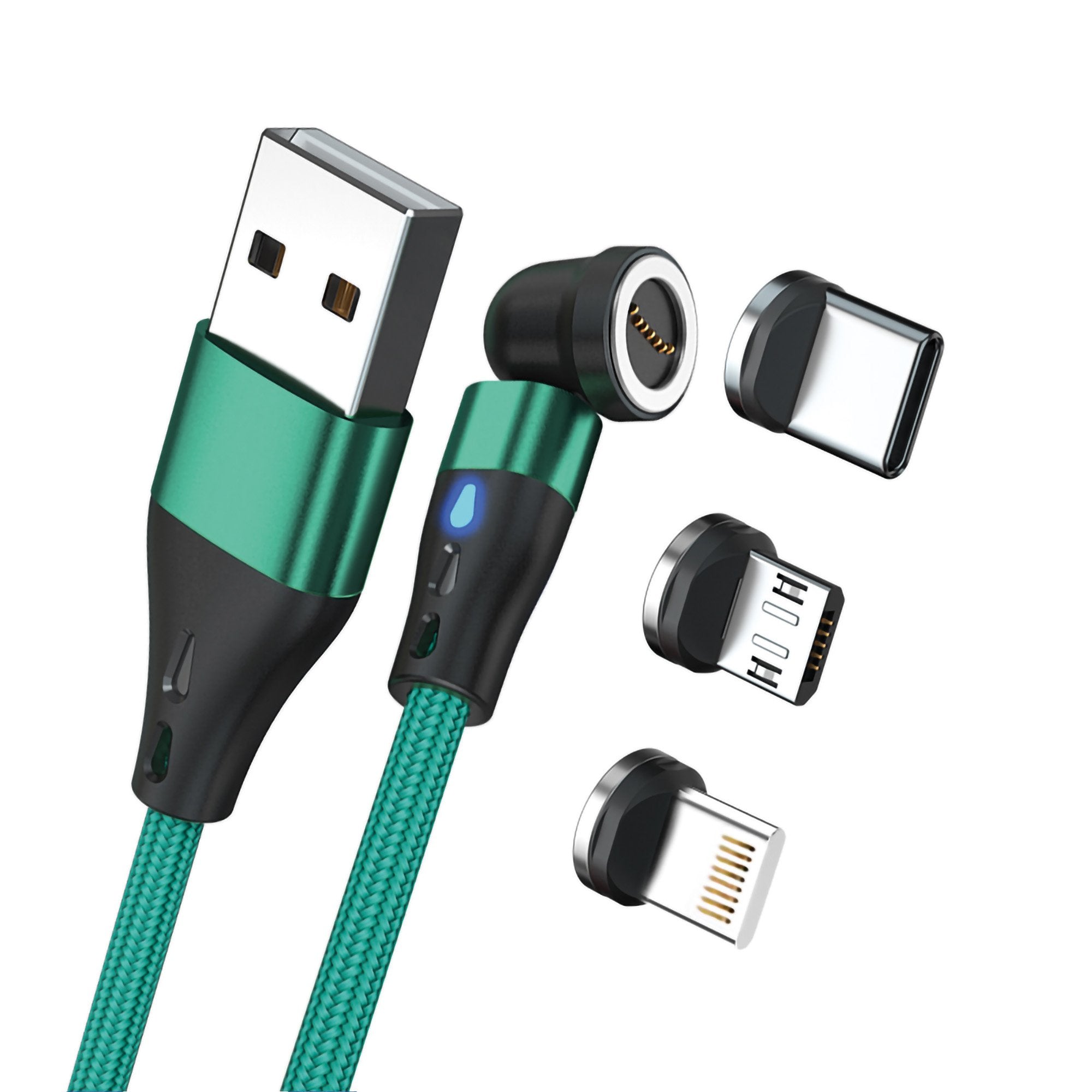 Realpower Magentic Cable 3 Amp,1m,Verde Con Adaptadorn