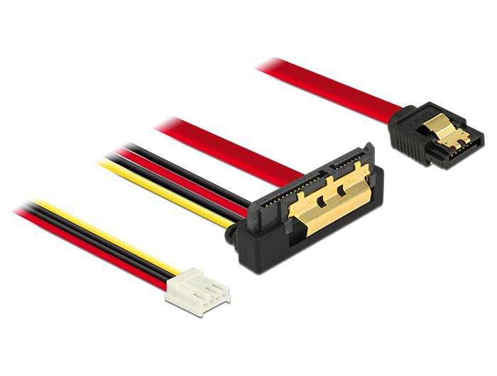 Cable Del Adaptador De Delock Sata 7pin + Floppy 4pin> Sata 22pin Negro/Rojo, 30 Cm, 22 -Pin Enchufe En Ángulo 85235