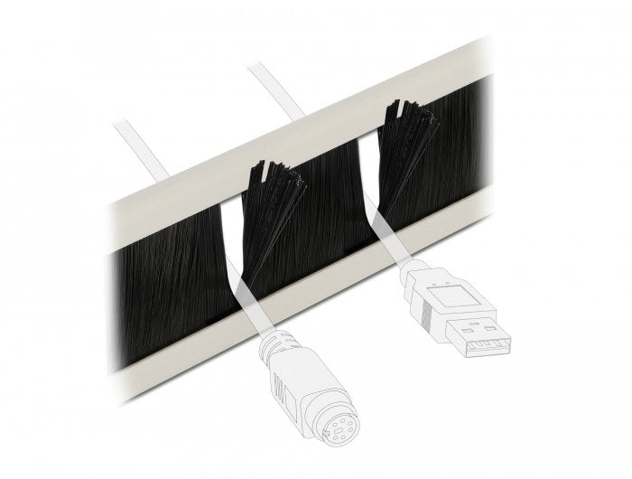 Delock 10 Gestión De Cables Barra Escobilla Sin Herramientas 2 U Gris