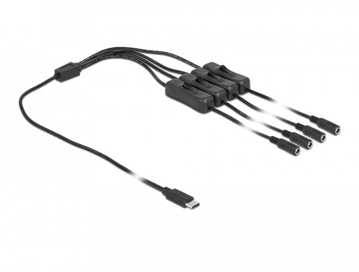 Delock Cable Usb Type-C Macho A 4 X Dc 5,5 X 2,1 Mm Hembra Con Interruptor 1 M