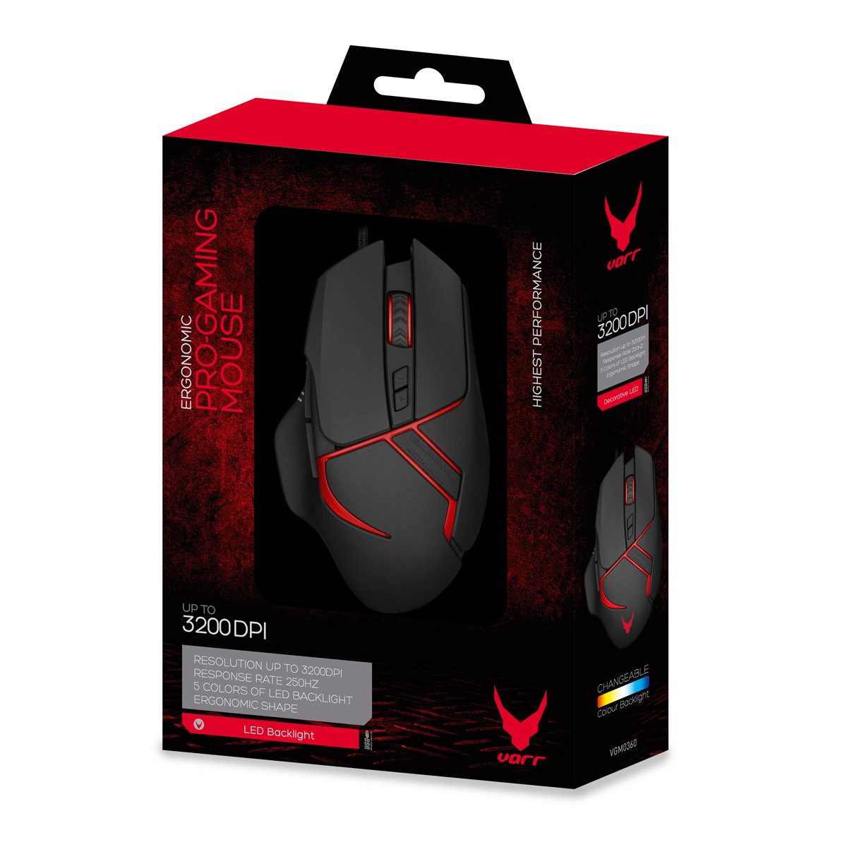 Omega Varr Raton Gaming V360 Luz Led 1200-1600-2000-3200 Dpi