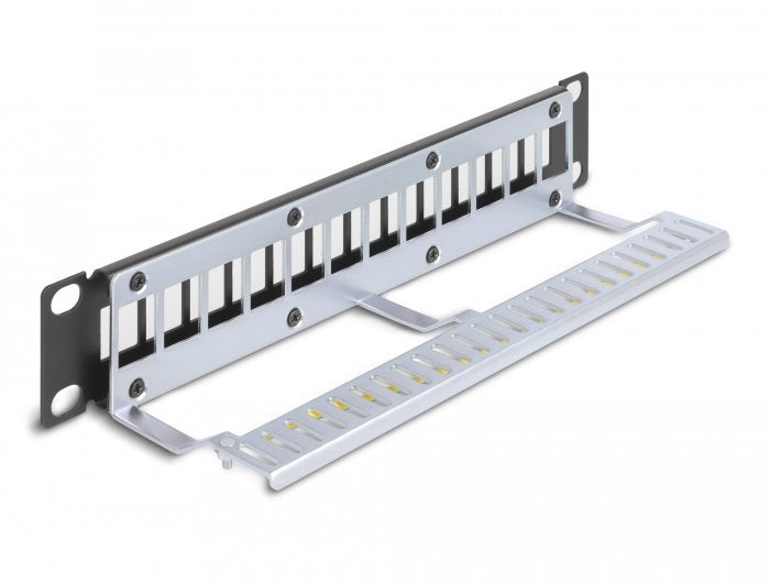 Delock Panel De Conexión Keystone De 10" De 12 Puertos Con Alivio De Tensión 1u Negro