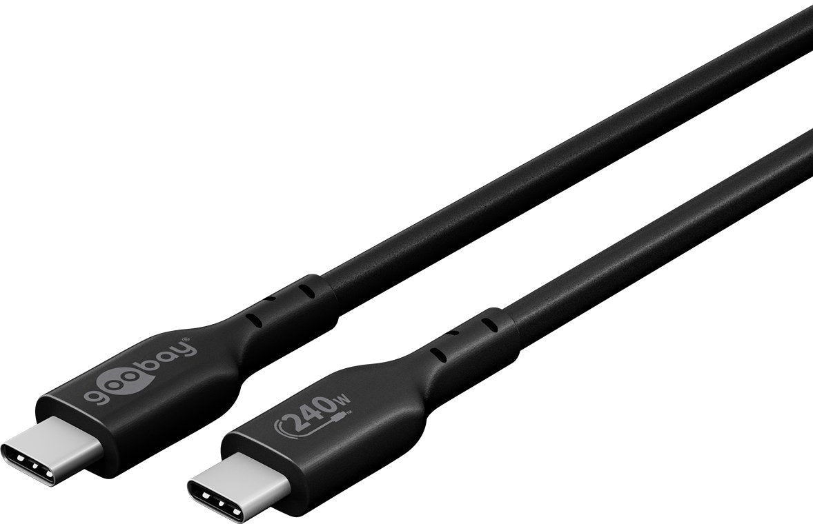 Cable De 1,00m Usb 2.0 480mbit/S Pd240w Usb-C Macho A Usb-C Macho Negro Datos Y Carga
