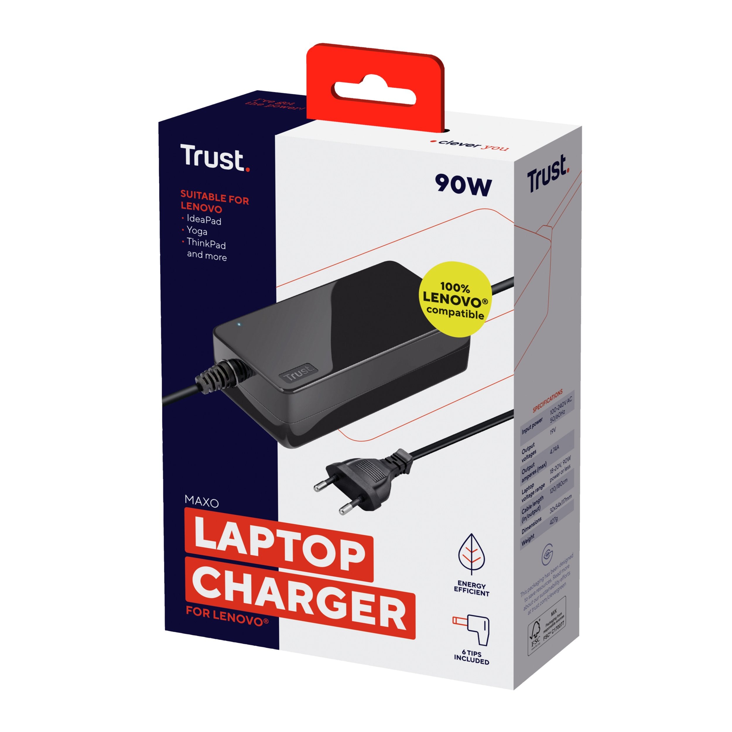 EAN 8713439233940 - Trust 23394 adaptador e inversor de corriente Interior 90 W Negro imagen 4