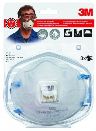 Mascarilla Para Partículas 8822, Ffp2, Con Válvula, 3 Uds