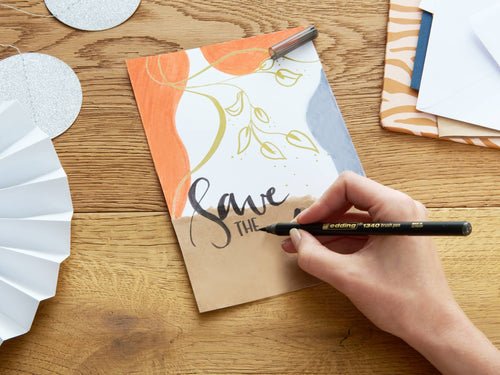 Edding 1340 Brush Pack De 4 Rotuladores - Punta Pincel Flexible - Trazo 1-3mm - Tinta Con Base De Agua - Colores Oro,