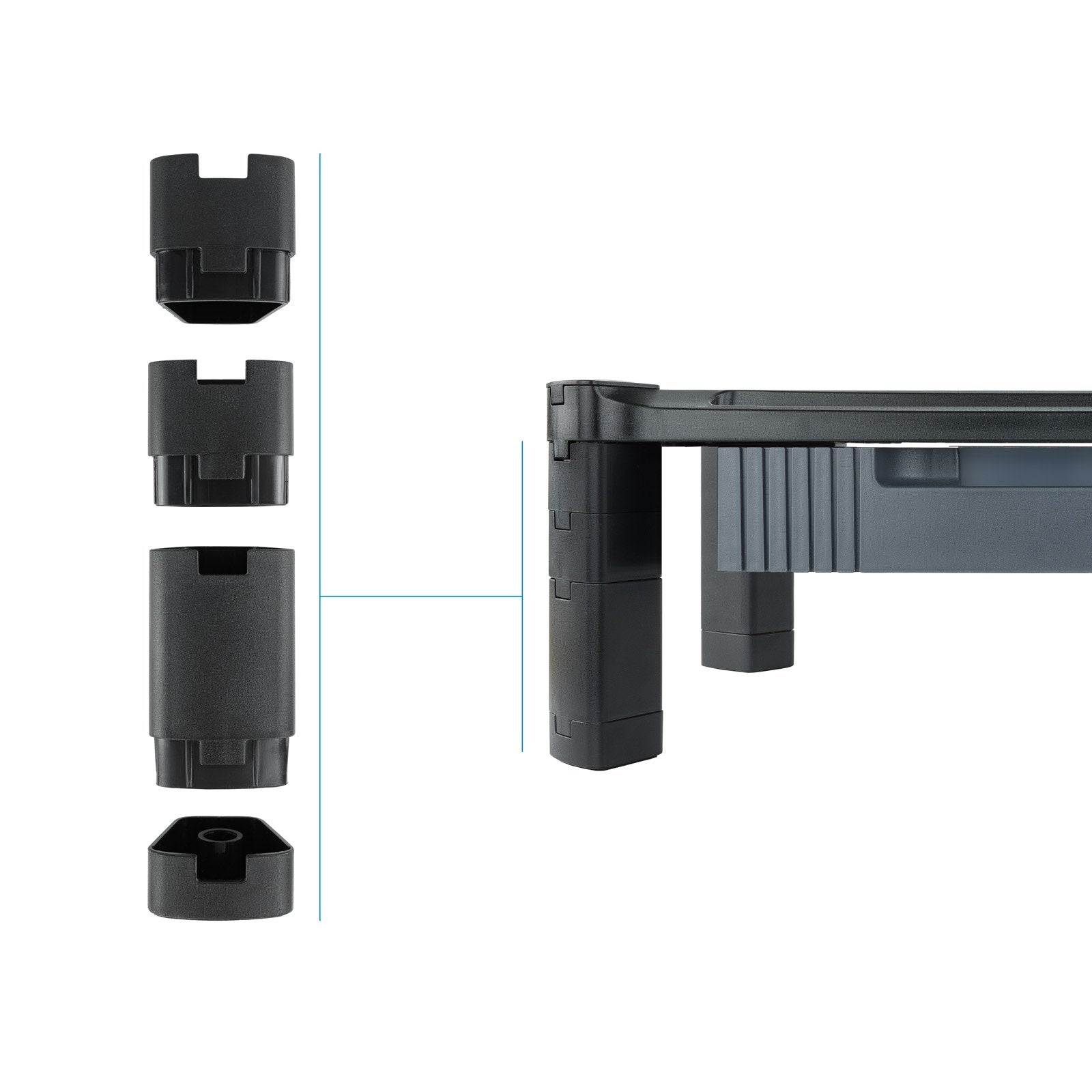 Tooq Soporte Elevador Con Cajon Para Monitor O Portatil - Regulable En Altura - Peso Max 10kg - Negro