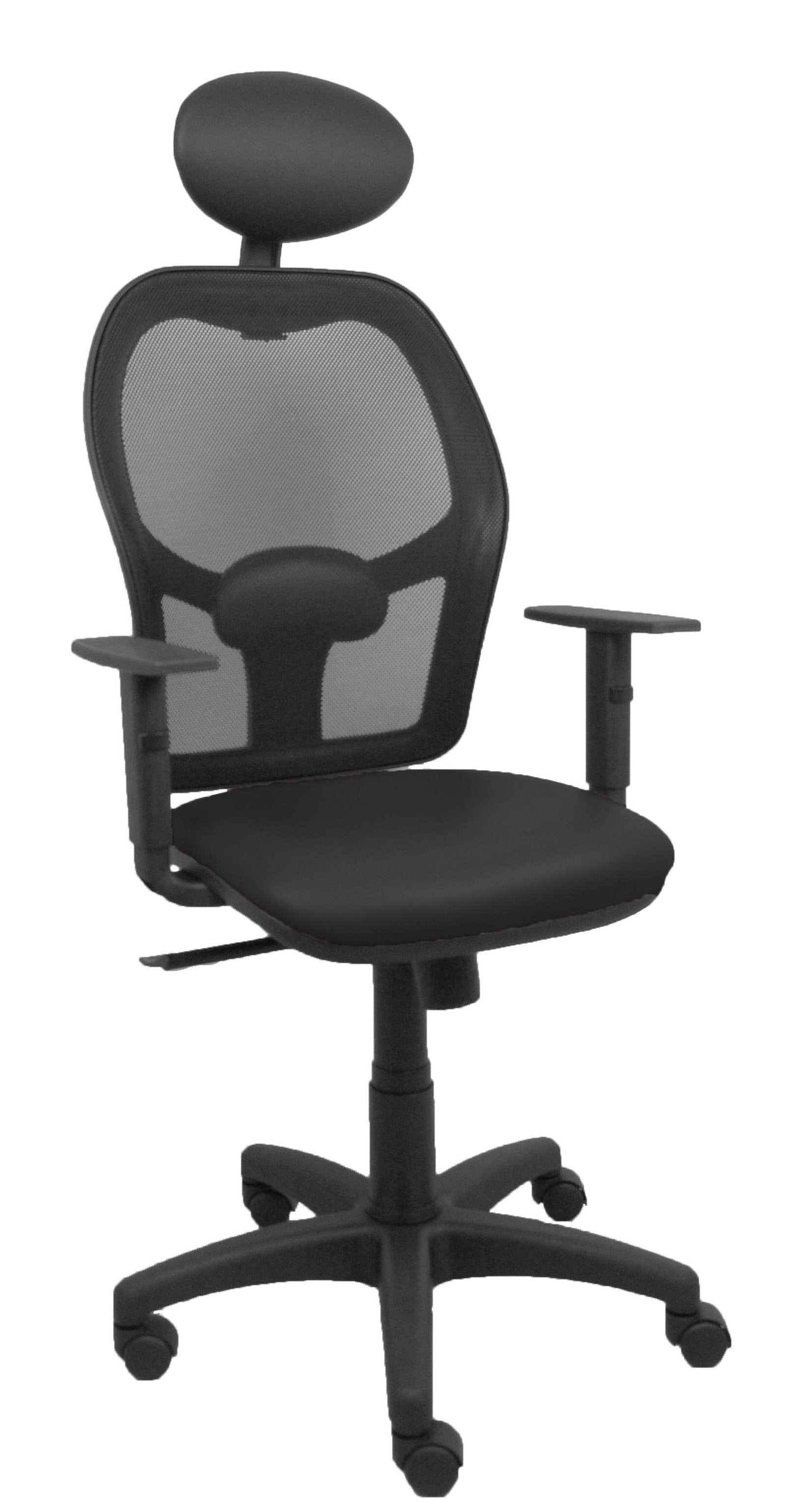 Piqueras Y Crespo Silla Alocen Malla Negra Asiento Similpiel Negro Brazos Regulables Cabecero Fijo