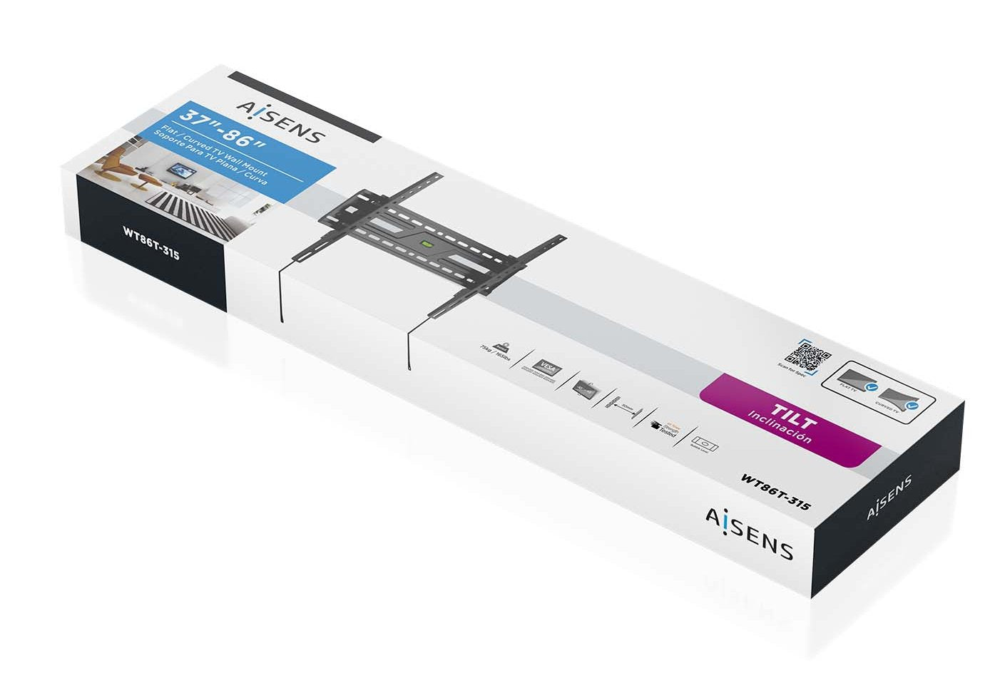 Aisens Soporte Eco Inclinable Para Monitor/Tv 75kg De 37-86, Negro