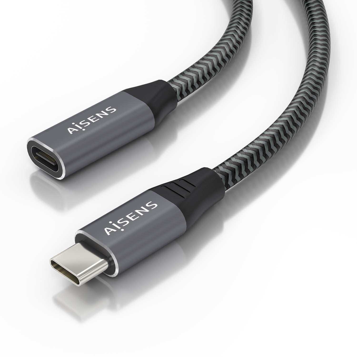 Aisens Cable Usb 3.2 Gen2x2 Aluminio 20gbps 8k@30hz 5a 100w - Tipo Usb-C/M-Usb-C/H - 1.50m - Gris
