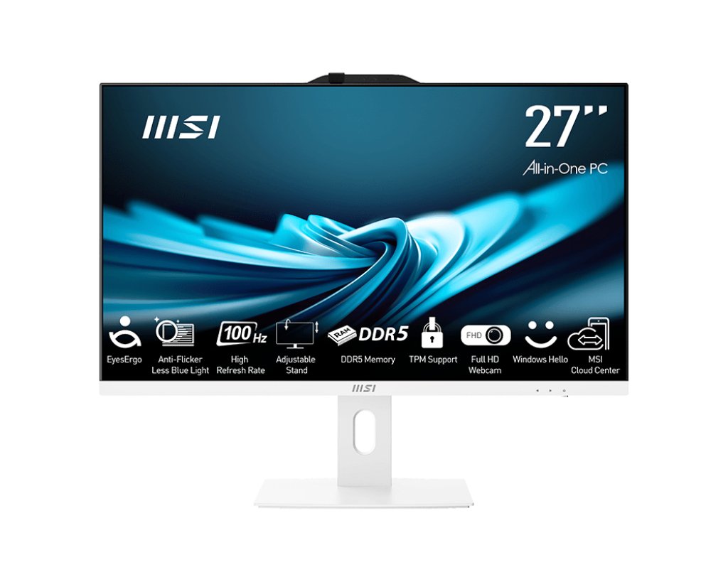 Monoblock Pc Msi Pro Ap272p 14m Business All In One Cpu Intel Core I5 I5-14400 2500 Mhz Screen 27" Ram 16gb Ddr4 3200 Mhz Ssd 512gb Graphics Card Intel Uhd Graphics Integrated Windows 11 Pro Colour White Proap272p14m-639eu