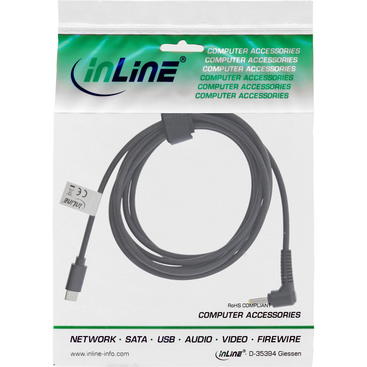 Cable De Carga Inline Usb Type-C A Portátil Benq/Asus (Redondo/Pequeño), 2 M