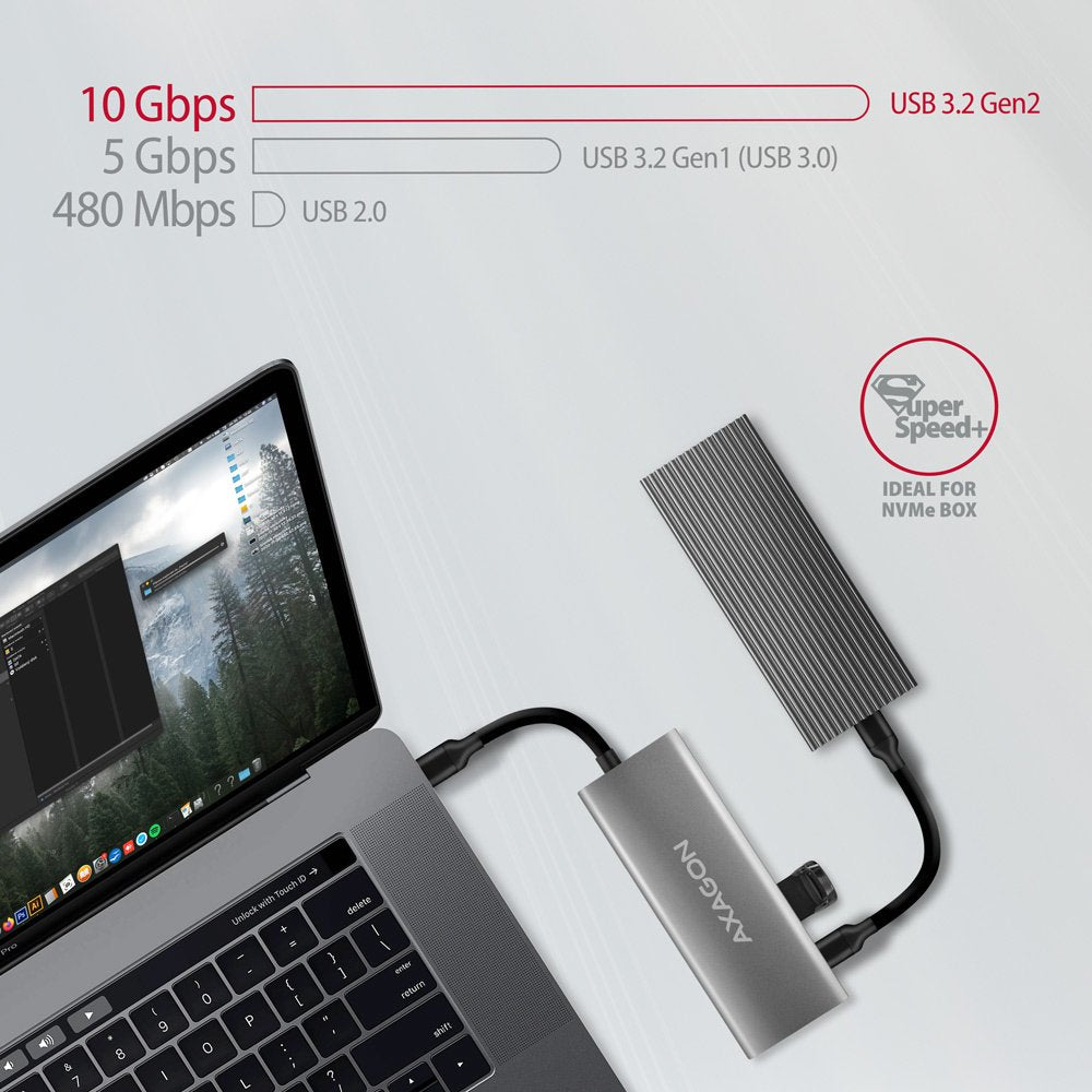 Hmc-5g21 Wieloportowy Hub Usb 5in1, 10gbps, 2x Usb-A + 2x Usb-C + Hdmi 4k/30hz, Pd 60w, 13cm Usb-C Kabel