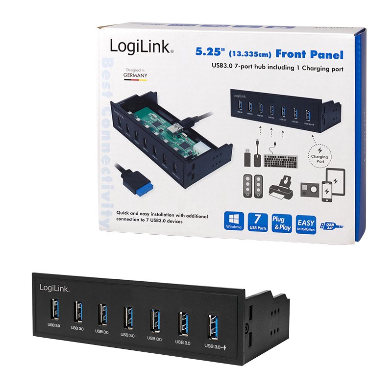 Logilink Usb Hub 3.0, 7 Puertos 5,25" Interno