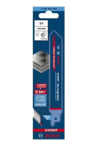 Hoja De Sierra De Sable Bosch Expert 'Thin Tough Metal' S 922 Ehm (Longitud 150 Mm) 2608900360