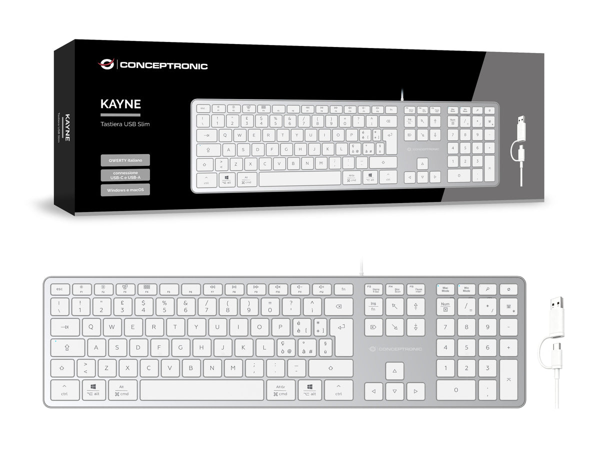 Conceptronic Usb Teclado Slim Usb-A/Usb-C Layout It Ws