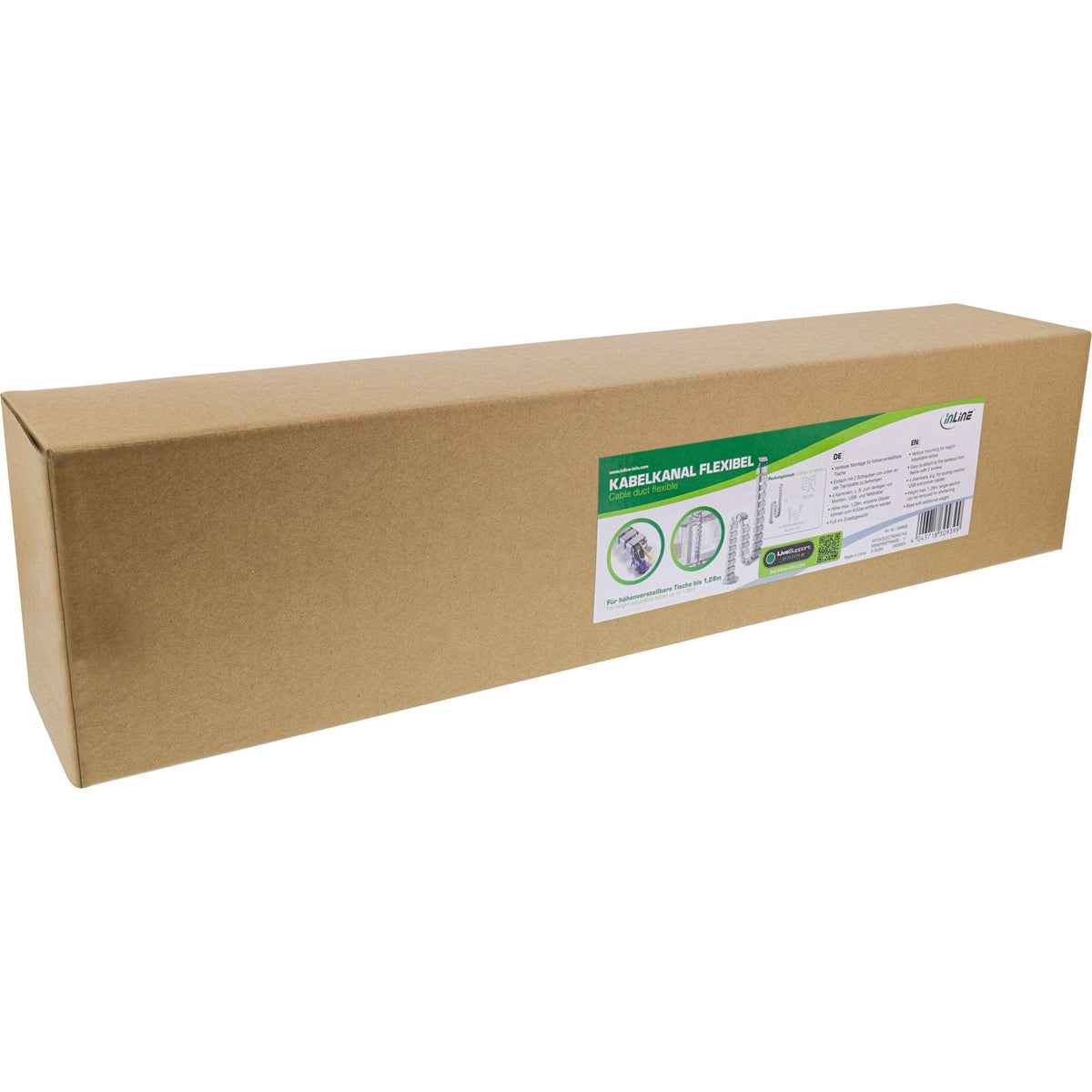 Inline Pasacables Flexible Para Escritorios Regulables En Altura, 4 Compartimentos, 68x36mm Máx. 1,28 M, Gris