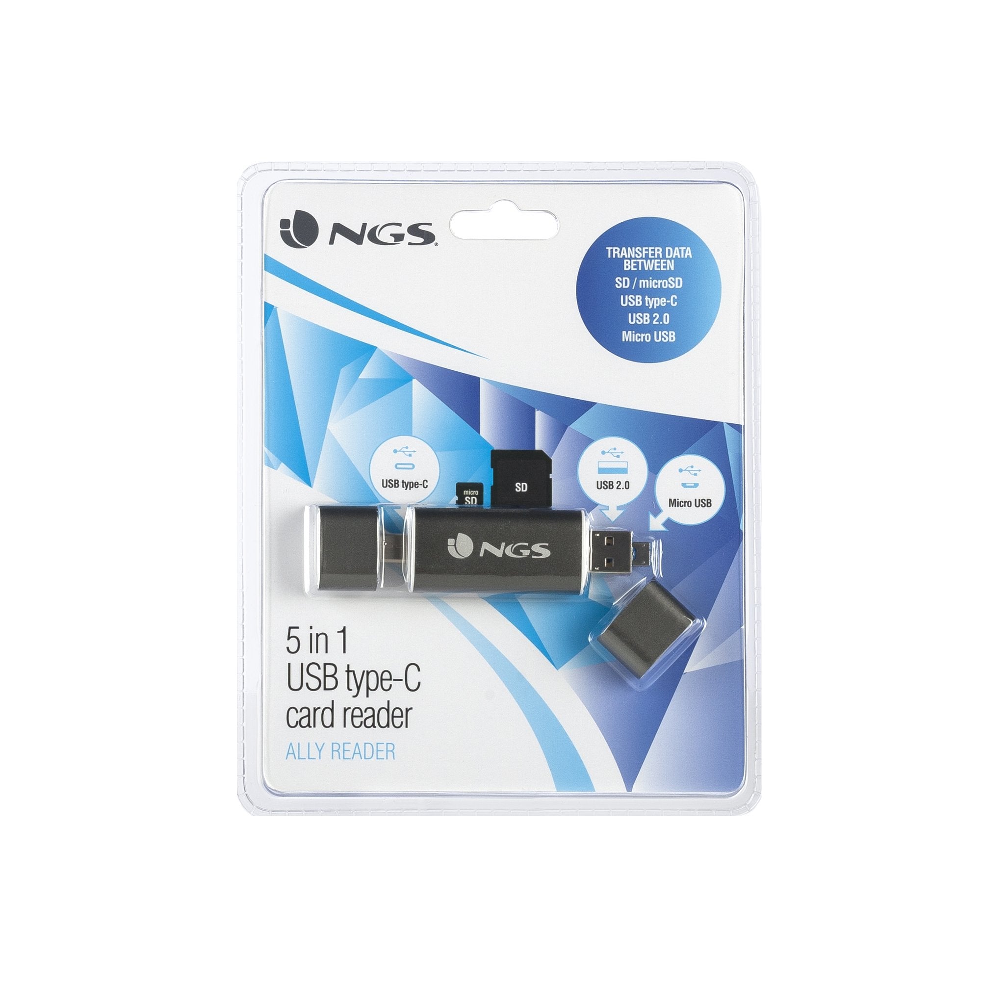Lector De Tarjetas Externo Ngs Ally Reader Usb 2.0 Usb Tipo-C Micro Usb