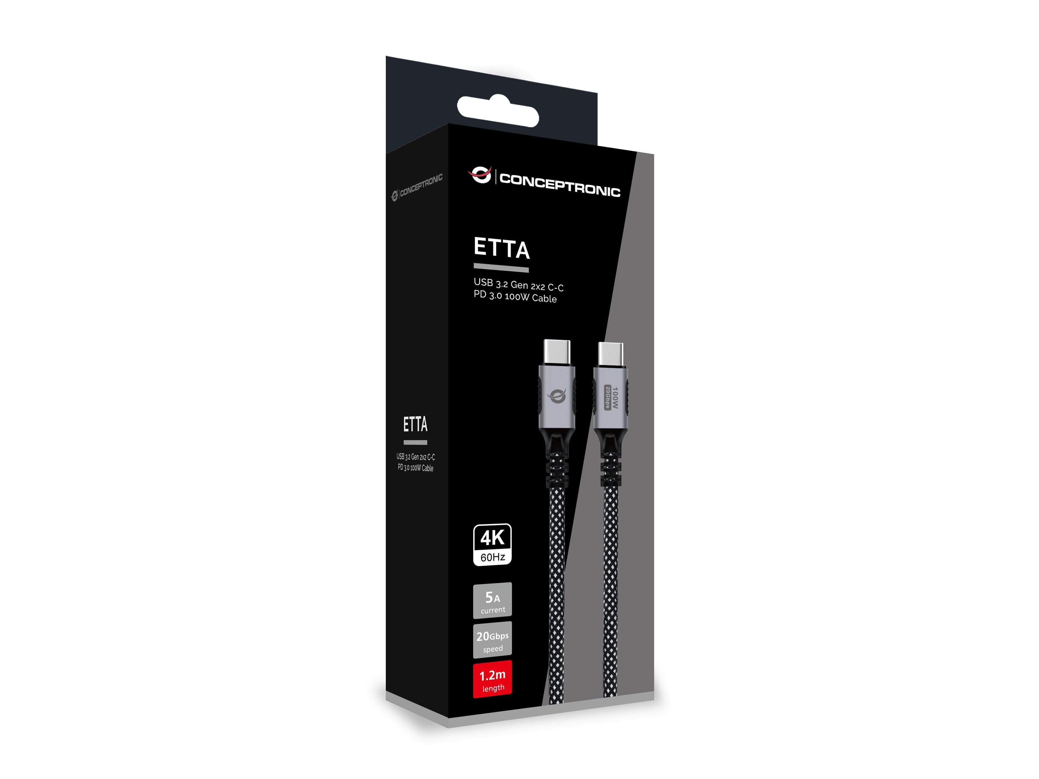 EAN 4015867241417 - Conceptronic ETTA07B12 cable USB USB 3.2 Gen 2x2 1,2 m USB C Negro imagen 4