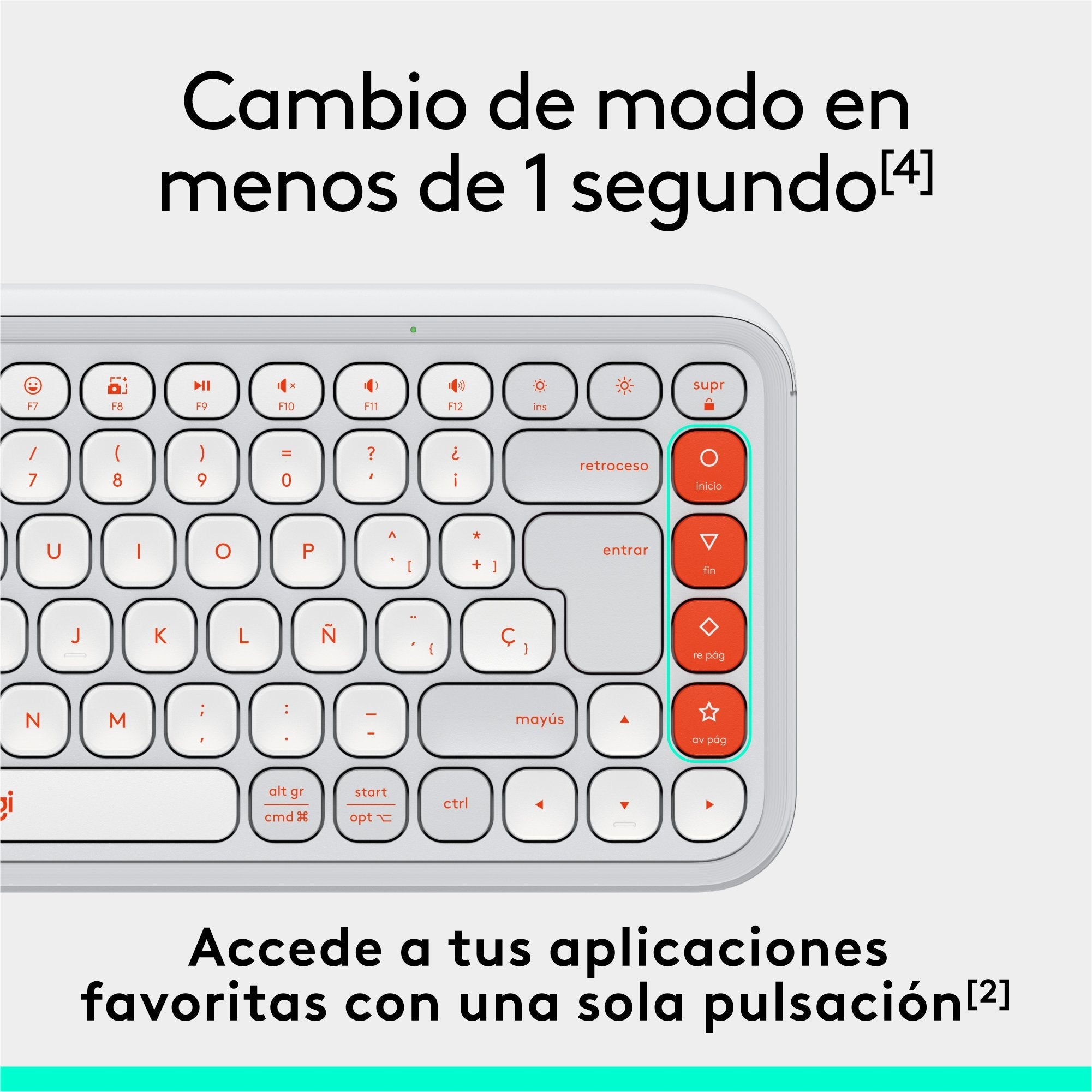 Teclado Esoañol Logitech Pop Icon Keys Inalámbrico Bluetooth Le Qwerty Español Blanco Apagado Naranja