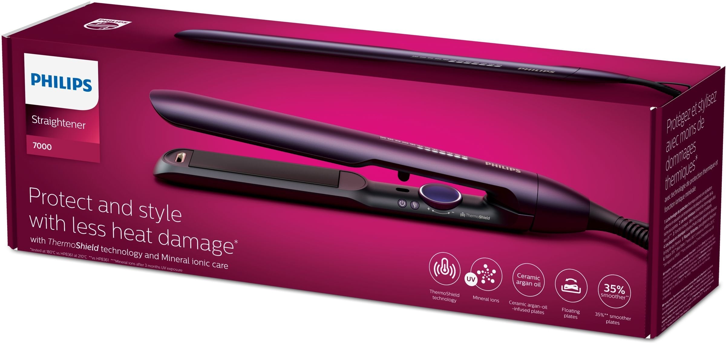 EAN 8710103974178 - Philips 7000 series BHS752/00 Utensilio de peinado Caliente Púrpura 2 m imagen 3