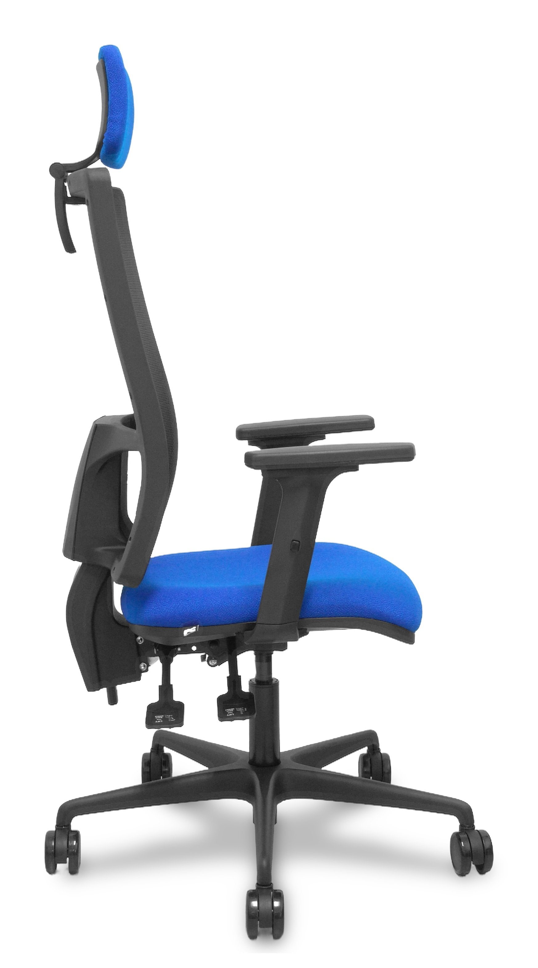 Piqueras Y Crespo Silla Bormate Asincro Malla Negra Asiento Bali Azul Brazos 2d Ruedas 65mm Cabecero Regulable