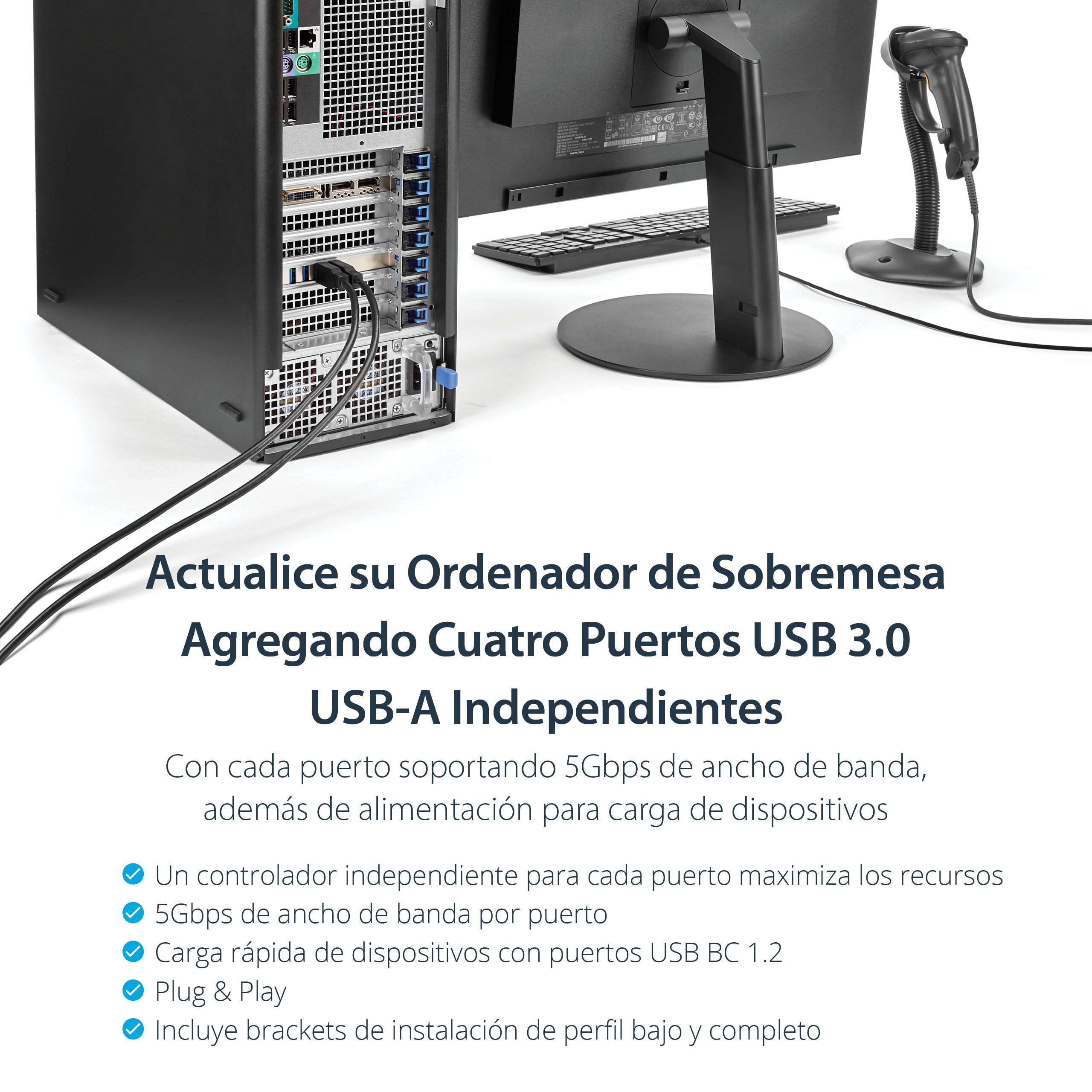 Startech Tarjeta Pci Express 4 Puertos Usb 3.0 Uasp 2 Canales De 5gbps Pexusb3s44v
