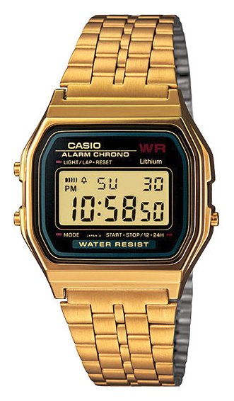 Casio A159wgea-1df Vintage Unisex-Digitaluhr Con Edelstahlband, Dorado/Schwarz