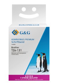 G&G Cinta Para Etiquetadora Sustituye Brother Tze-131, 12 Mm, Negro A Transparente