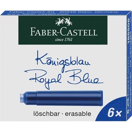 Faber Castell Estuche De 6 Cartuchos Tinta Borrable Azul