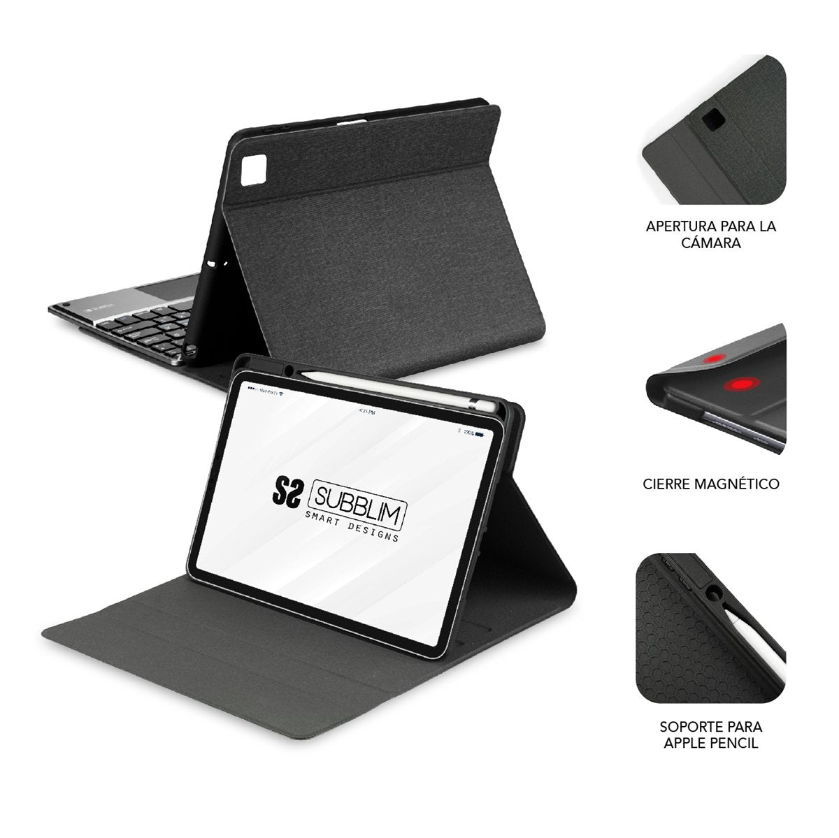EAN 8436586741426 - SUBBLIM FUNDA + TECLADO TABLET IPAD PRO BLUETOOTH 11'' TOUCHPAD BLACK QWERTY Español Bluetooth/Micro-USB imagen 5