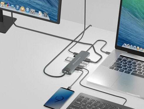 Conceptronic Adapter-Hub Usb-C->Hdmi/Usb-C/3.0/Sd/Tf/Rj45 Gr