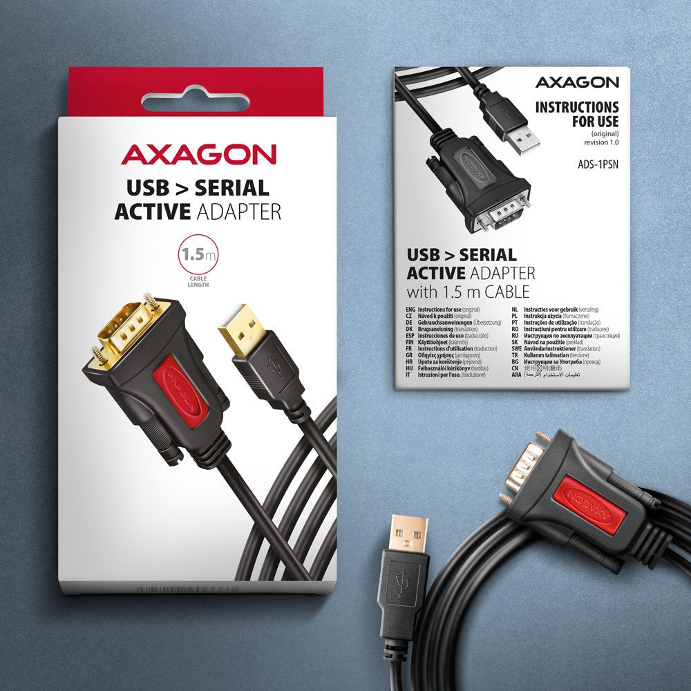 EAN 8595247907646 - Axagon ADS-1PSN USB-A 2.0 - serial RS-232 DB9-M Prolific adapter cable 1.5m - Adapter - Digital/Daten cab imagen 6