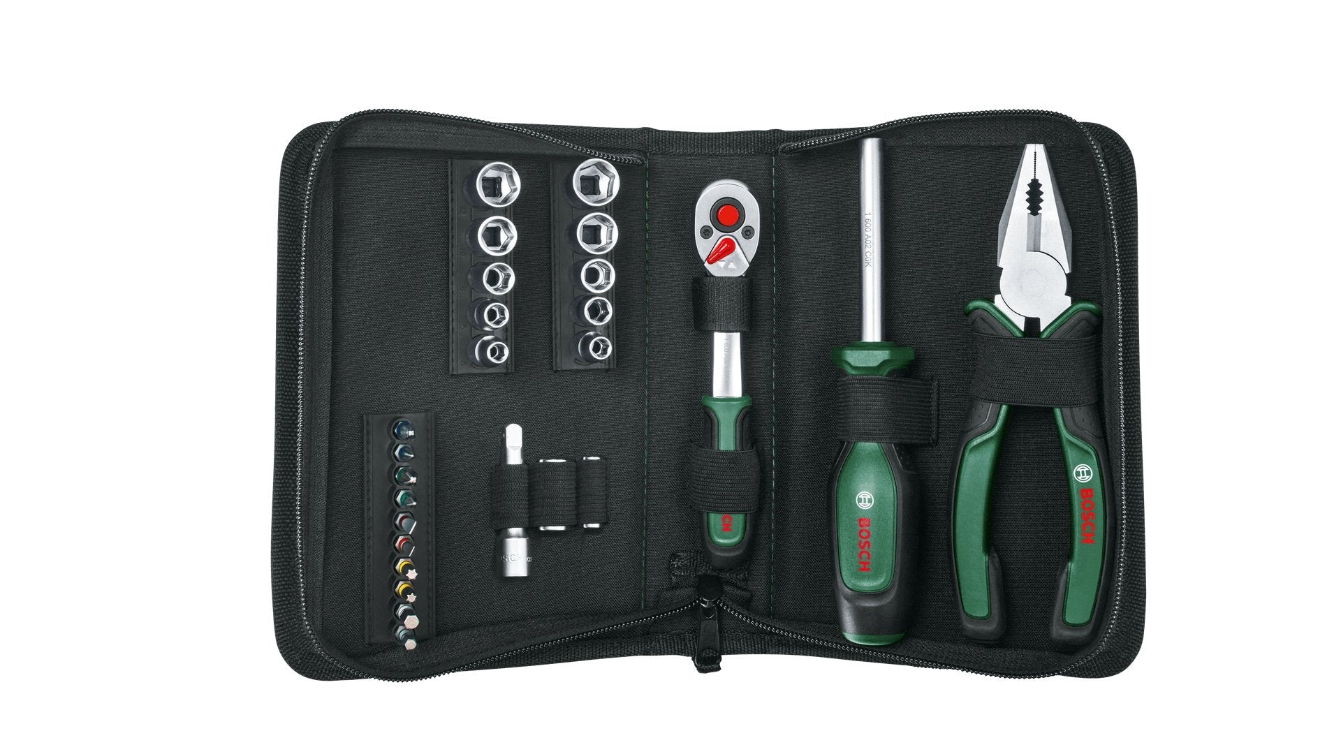 Bosch Powertools Starter Werkzeug Set, 26-Piezas (Verde/Negro, Mit Textil-Reissverschlussetui) 1600a02by2