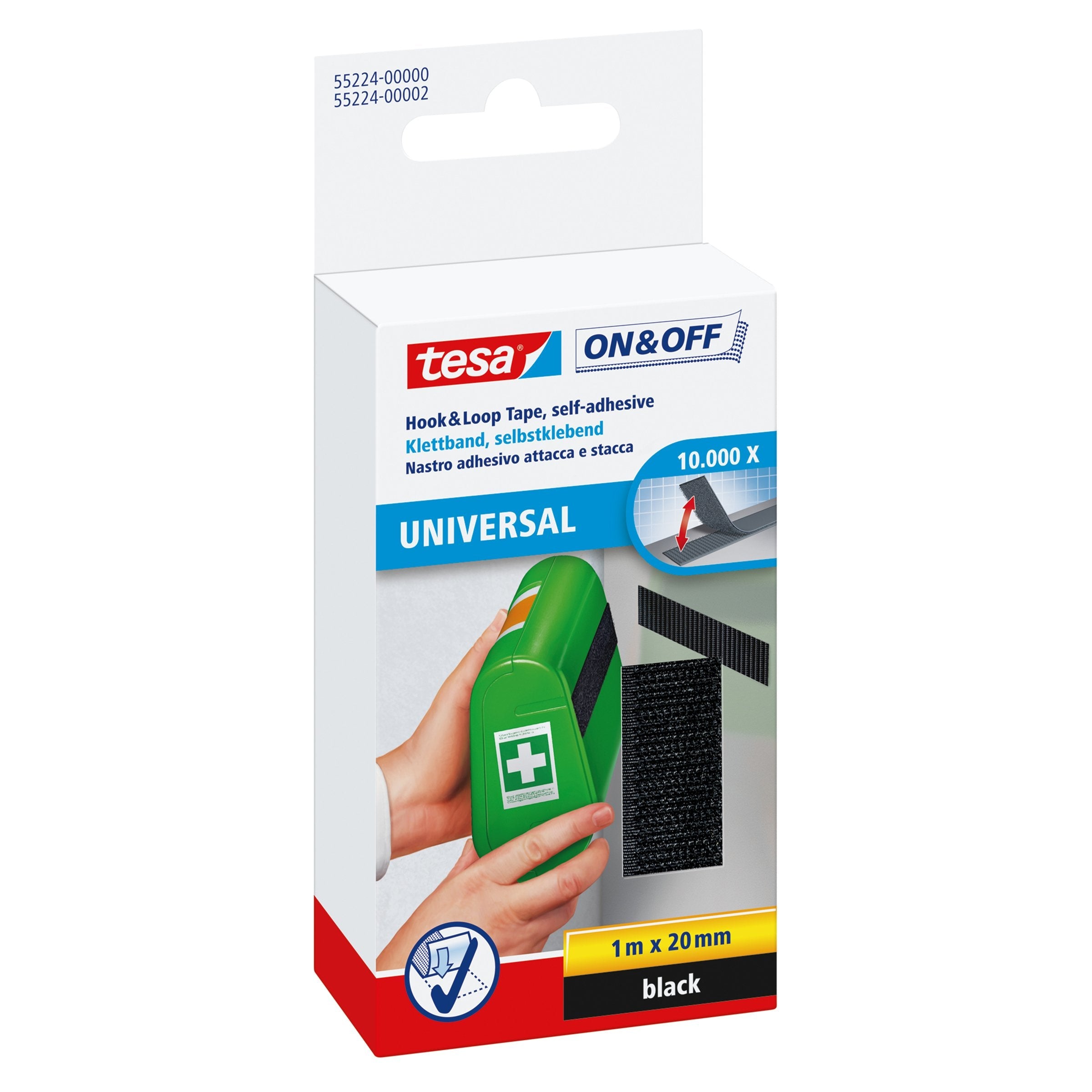 Tesa Cinta Velcro Universal On&Off Negra 1m 20mm