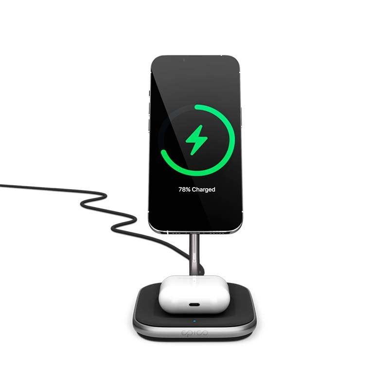 Epico Base Carga Magsafe 2en1 Para Iphone Y Airpods - Negro