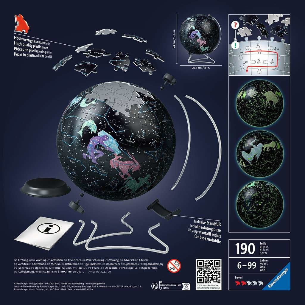Ravensburger Puzzle 3d Globo Estelar Que Brilla En La Oscuridad 11544