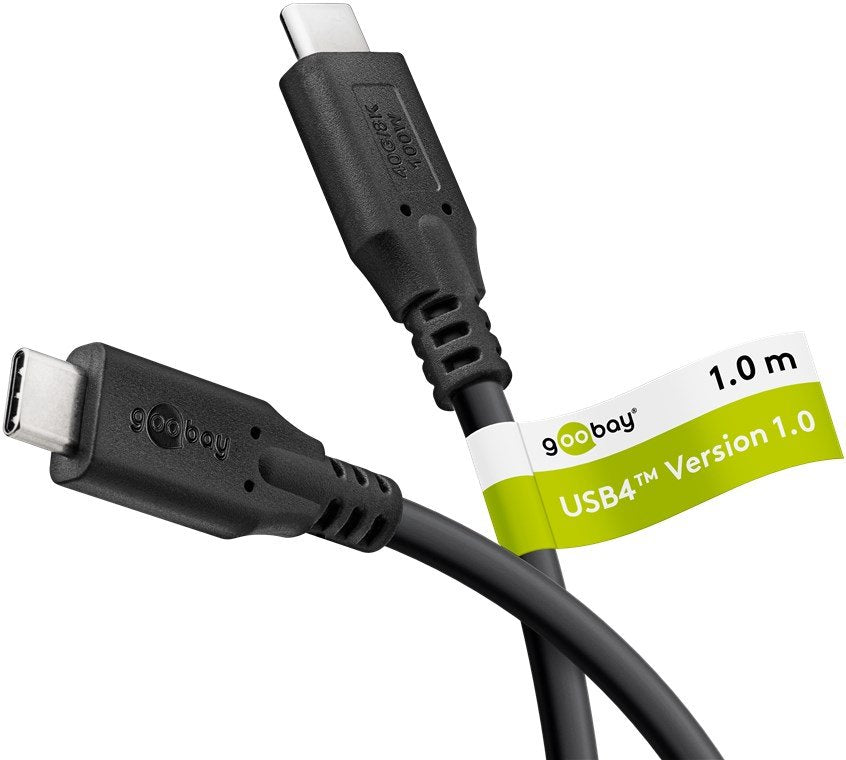 Goobay Usb4 Gen 3x2 Cable, Usb-C Stecker > Usb-C Stecker, 40gbit/S (Negro, 1 Meter, Pd, Laden Mit Bis Zu 100 Watt) 74191