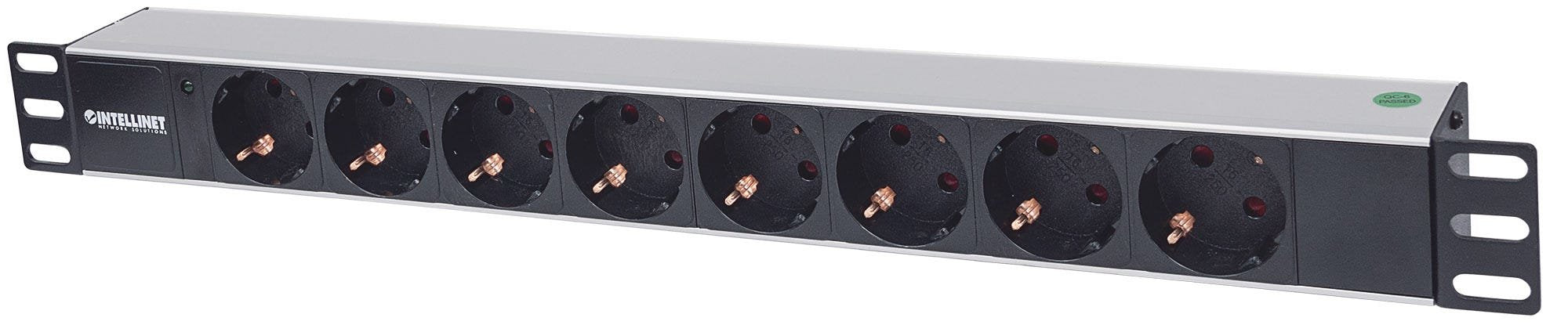 EAN 0766623714037 - Intellinet 714037 unidad de distribución de energía (PDU) 8 salidas AC 1U Aluminio, Negro imagen 1