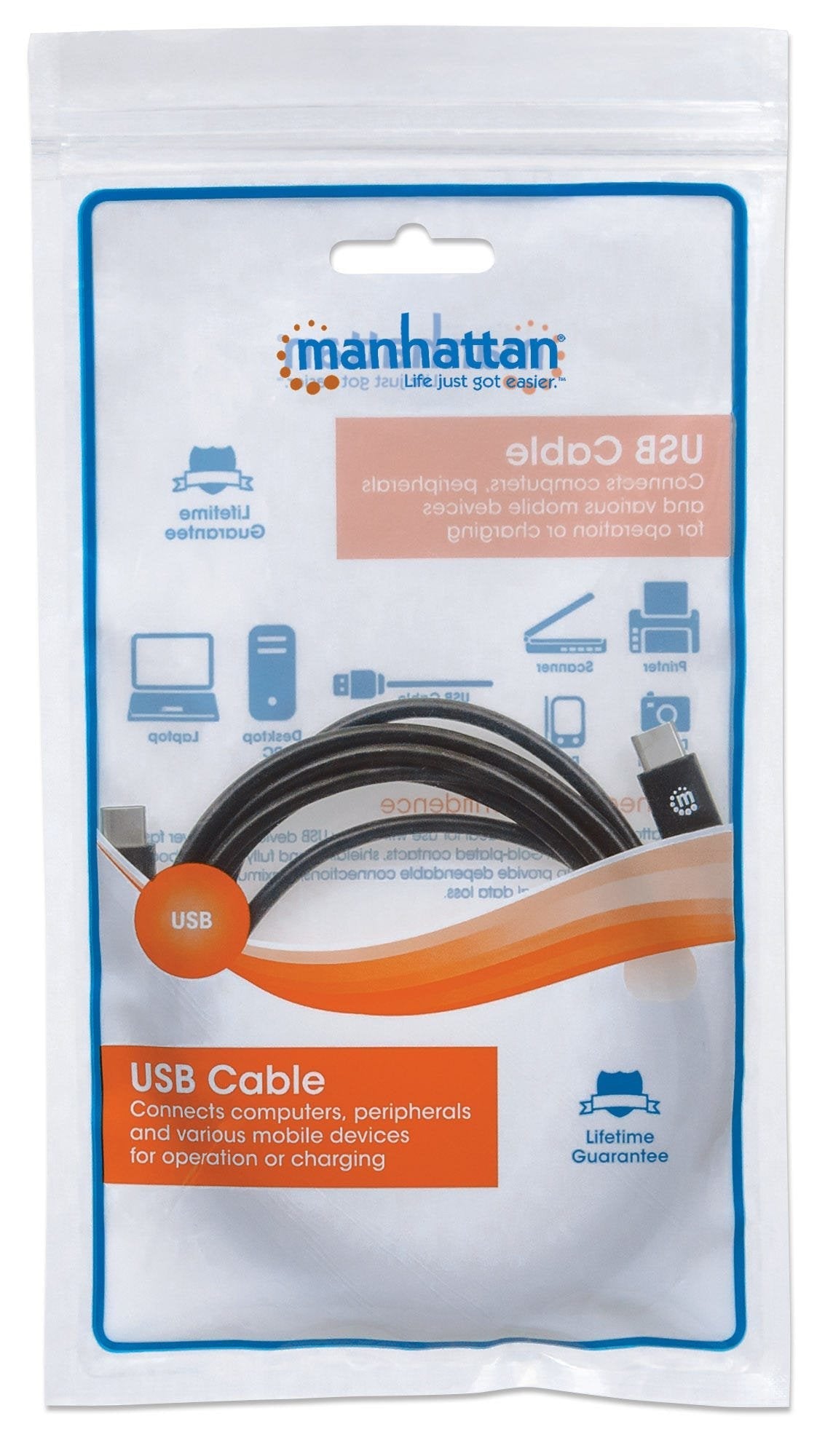 Manhattan Cable Usb 2.0 C 2m Hi-Speed Usb 2.0 Tipo C 480 Mbps 2 M Negro