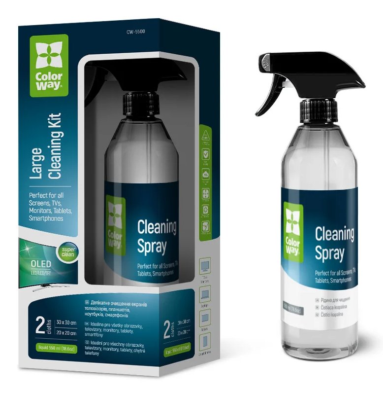 Colorway Cleaner Cloth 2pcs.(Xxl&Xl) And Liquid 550 Ml.