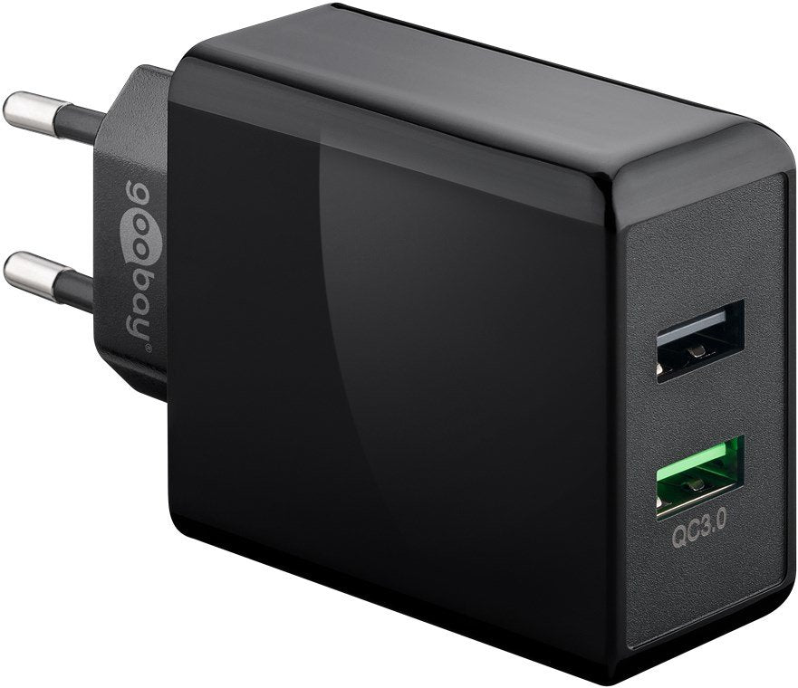 Goobay Cargador Rápido Dual Usb Usb/Qc3.0 28w Negro 44956