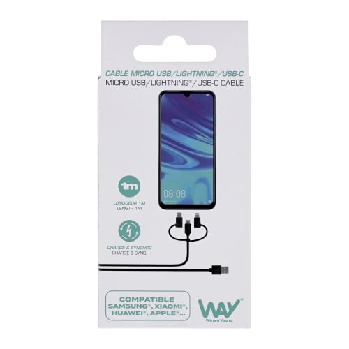 EAN 3303170112052 - T'nB WCBL3IN1 cable USB 1 m USB A USB C/Micro-USB B/Lightning Blanco imagen 4
