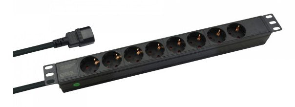 Helos 19" Regleta Professional, 8 Tomas, Negro, 2,0m (C14)