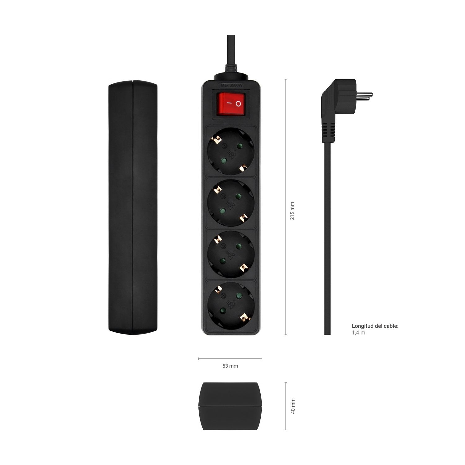 EAN 8436574707694 - AISENS A154-0650 base múltiple 1,4 m 4 salidas AC Interior imagen 3