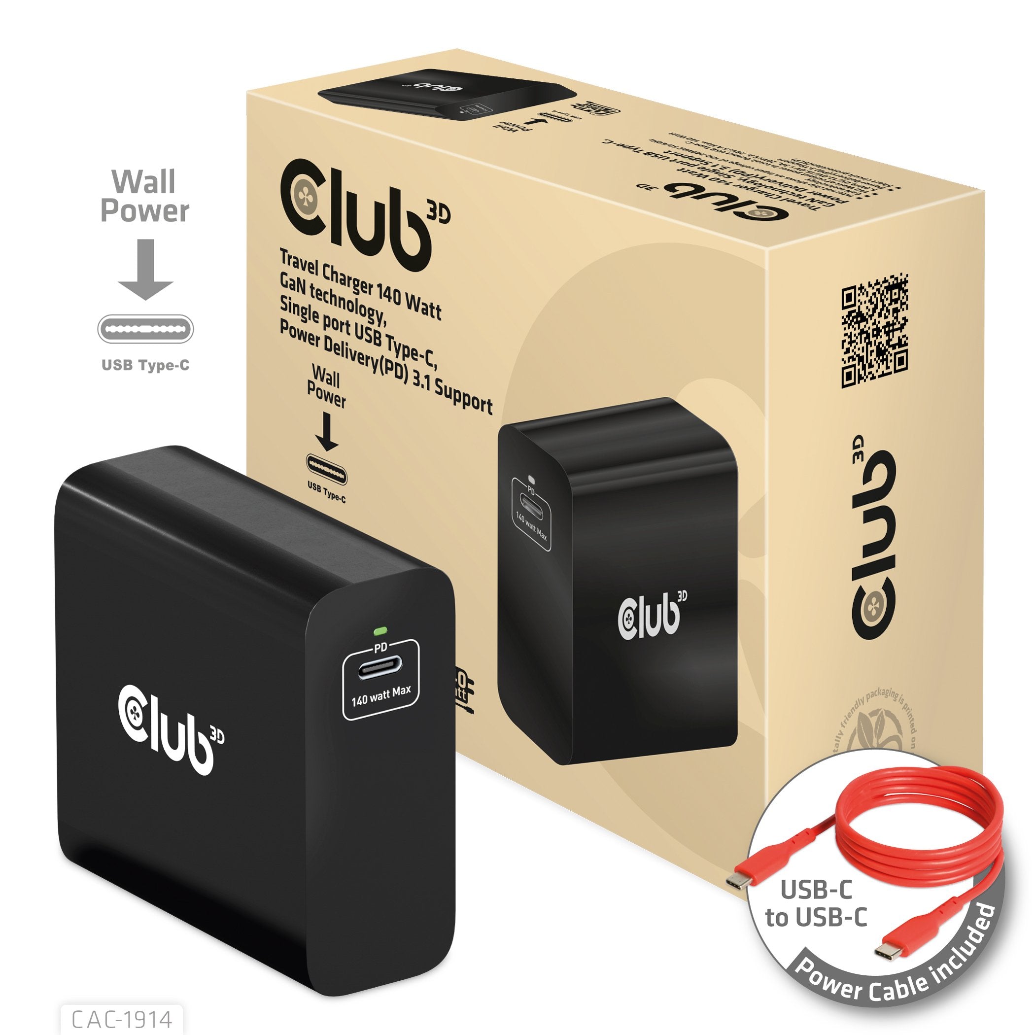 EAN 8719214472689 - CLUB3D CAC-1914 cargador de dispositivo móvil Monitor de vídeo para bebé, Barbero eléctrico, Videocámara imagen 1