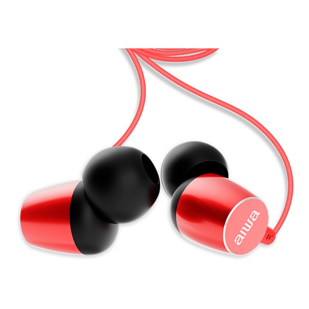 Auriculares Intrauditivos Aiwa Estm-30rd Con Micrófono Jack 3.5 Rojo