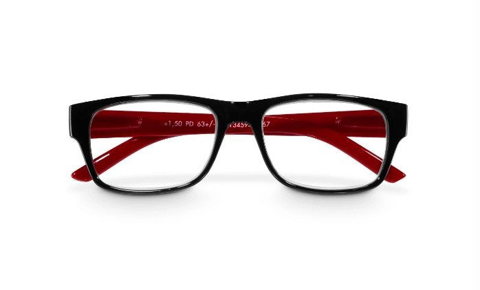 Hama Gafas De Lectura De +2.0 Dioptrias - Montura De Plastico Reciclado - Unisex - Negro Y Rojo