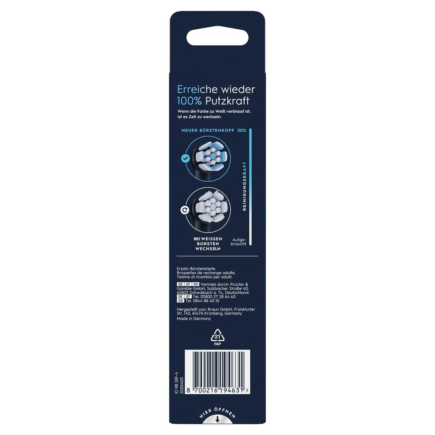 EAN 8700216194631 - Oral-B 194631 cepillo de cabello 4 pieza(s) Negro imagen 8