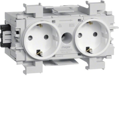 Hager Steckdose 2fach M.Wago Gs20019016 Frontrastend Verkehrswei